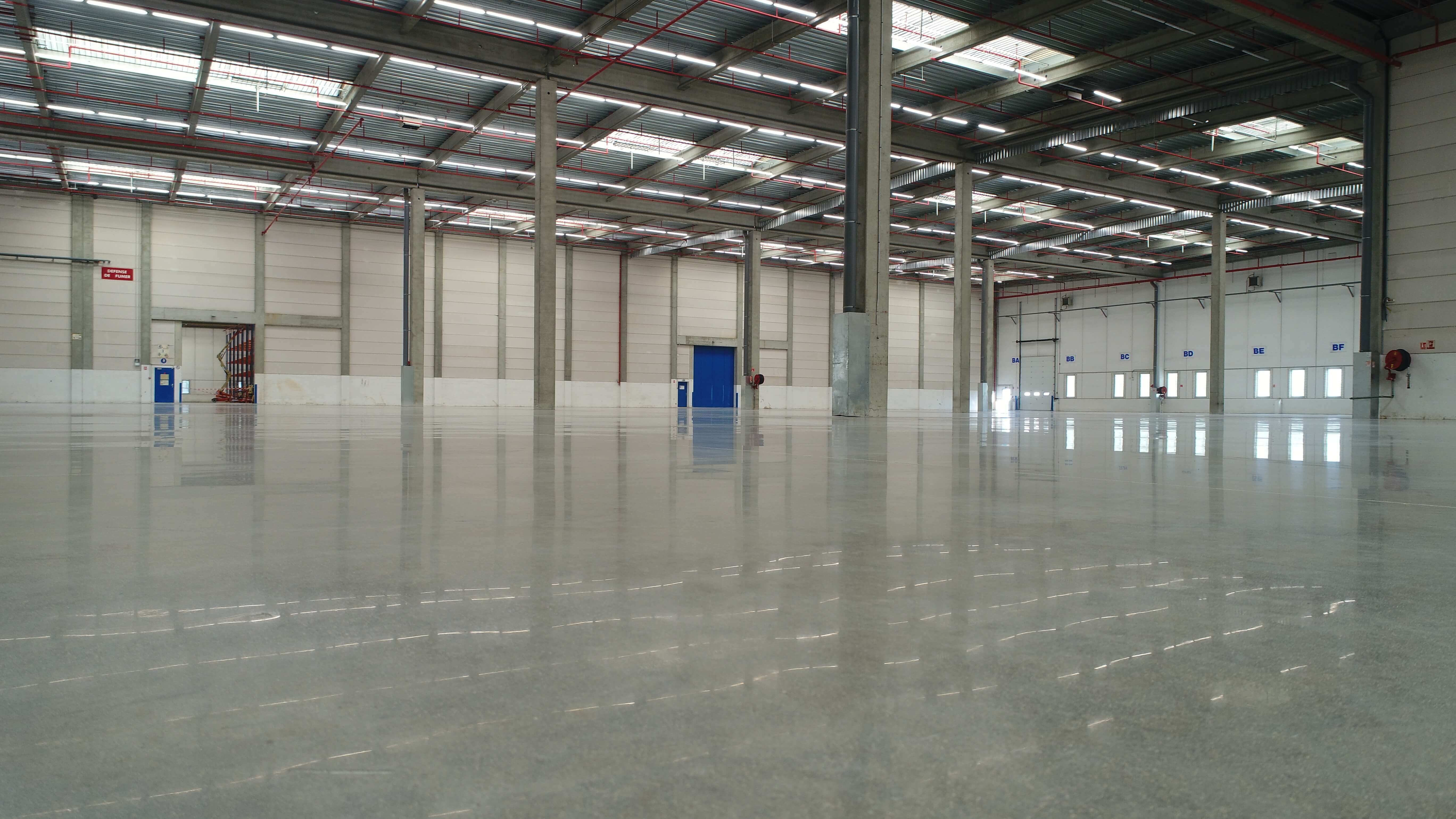 warehouse empty with new renovated concrete floor