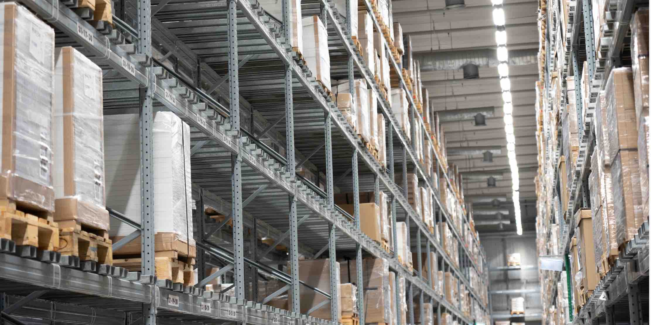 Warehouse with industrial shelves