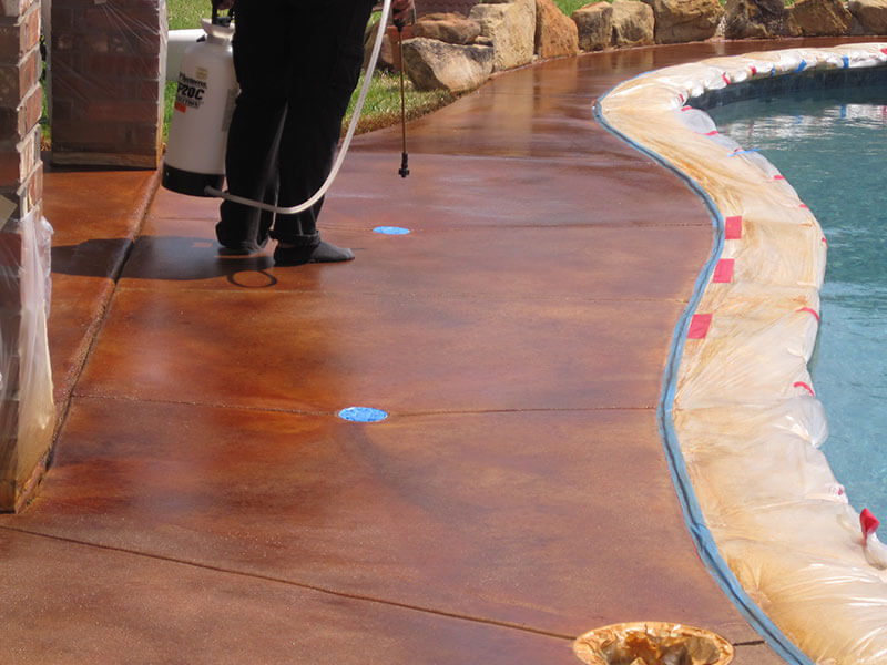 Concrete Staining Pool Deck