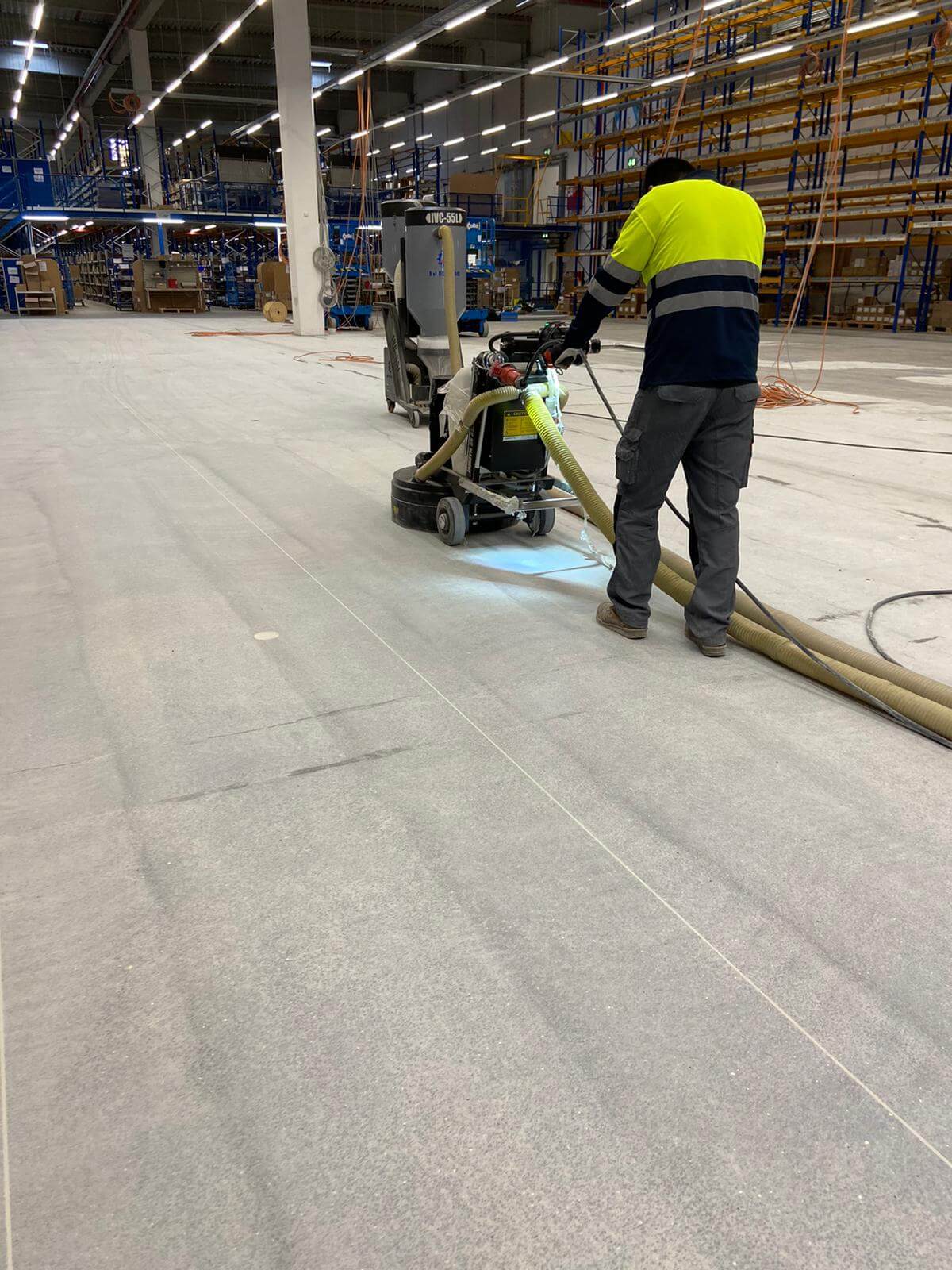 Honed Concrete Step 1 Grind
