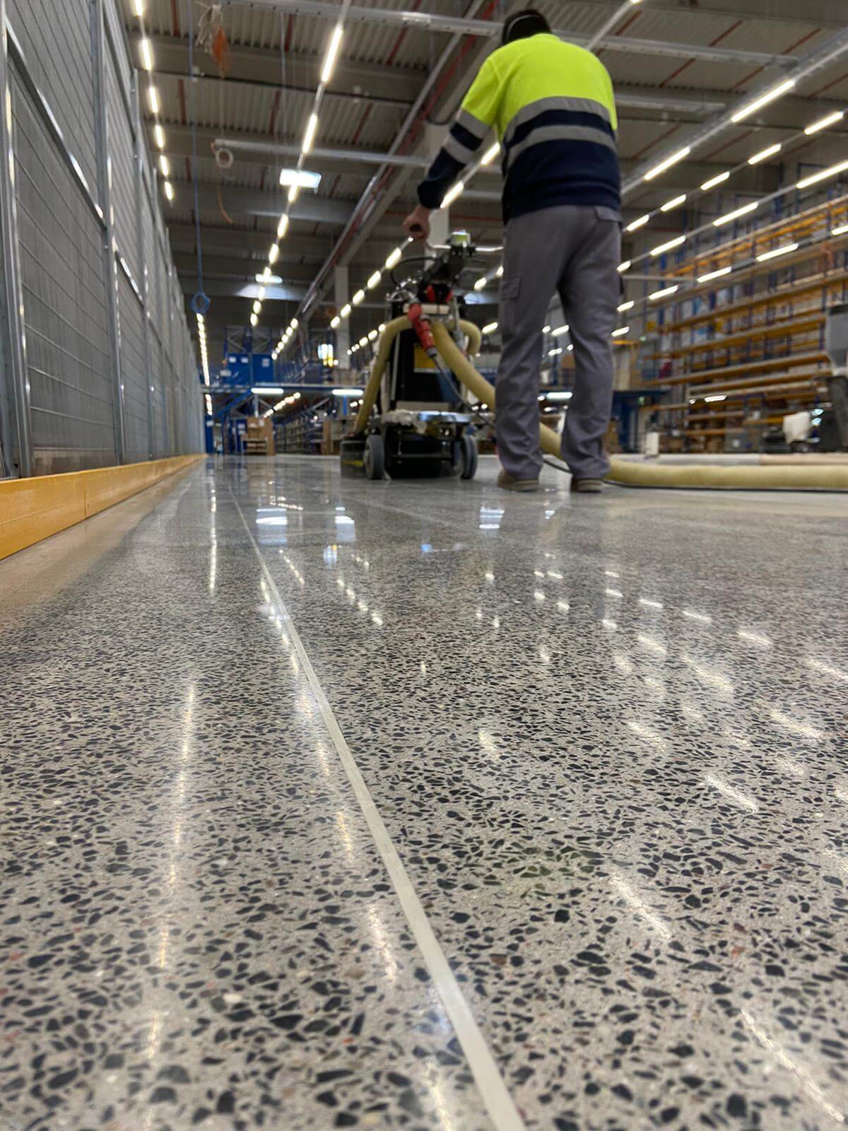 Honed Concrete Step 3 Polish