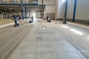 Concrete Removal In Industrial Building With Satellite Sanding Machine