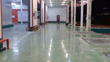 green concrete floor