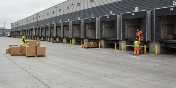 Professional Warehouse Workers At Loading Dock In The Netherlands Professional Warehouse Workers At Loading Dock In The Netherlands